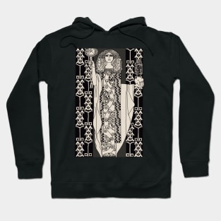 Art Nouveau Lady 3 (cream on black) Hoodie